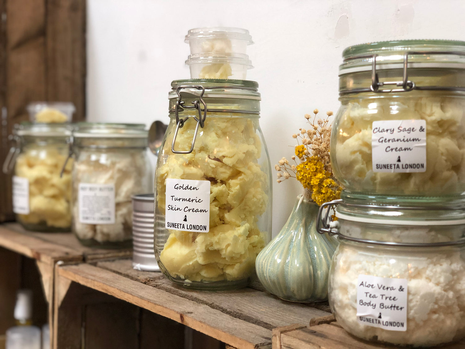 zero waste skincare Suneeta London shelf at weigh and pay brixton