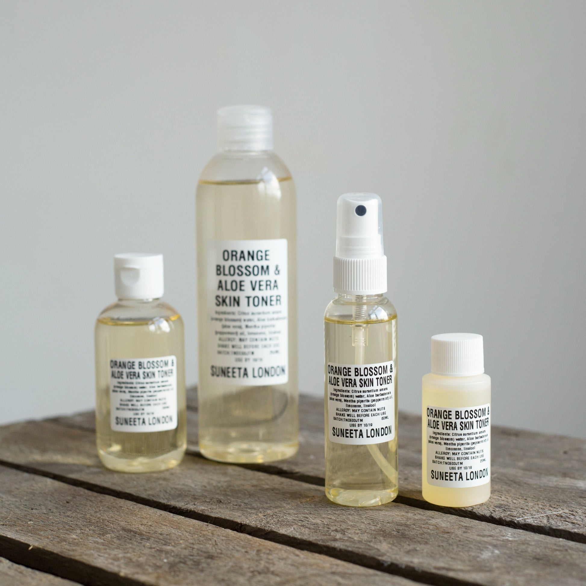 orange blossom aloe vera skin toner in various sizes, by suneeta London x weigh and pay