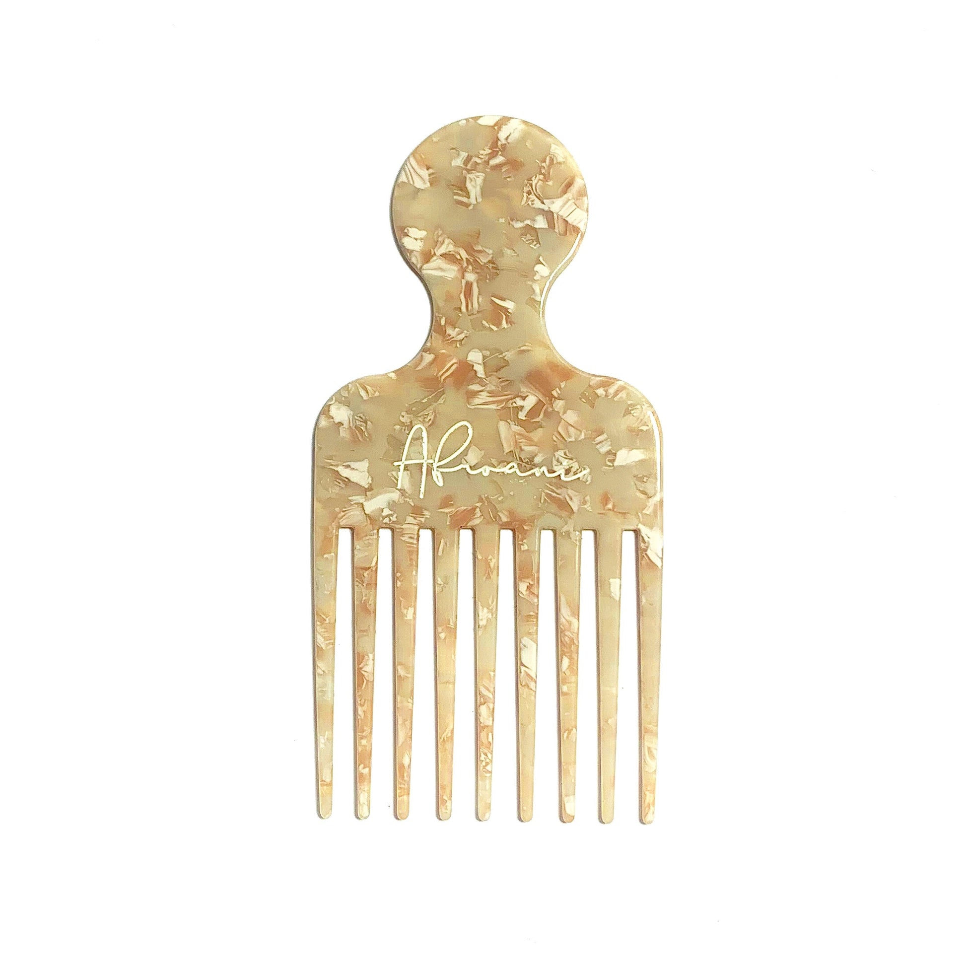 afroani cream plastic free afro comb hair pick, white background