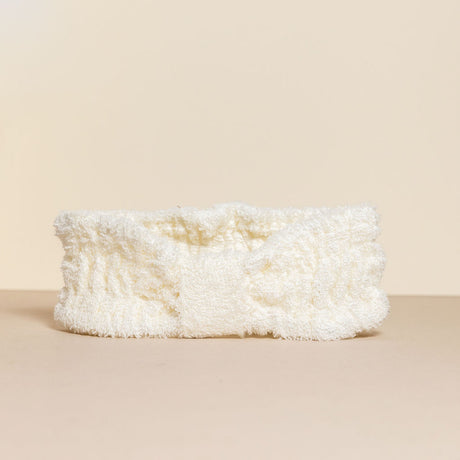 eco bath bamboo headband, natural cream background