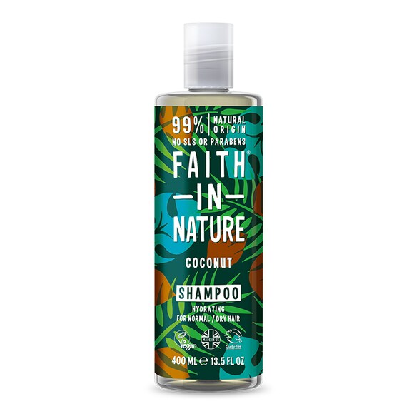 coconut shampoo faith in nature 400ml, white background