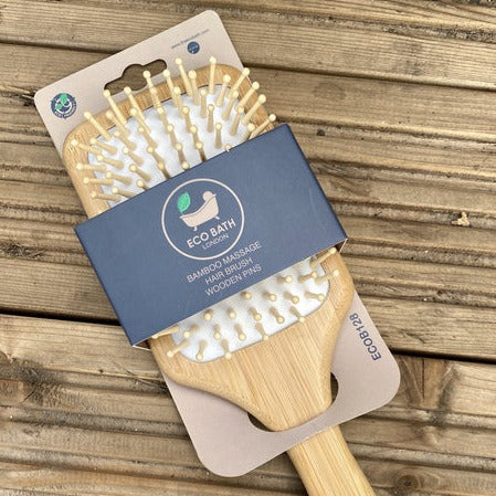 hair brush by eco bath london, wooden birds eye view