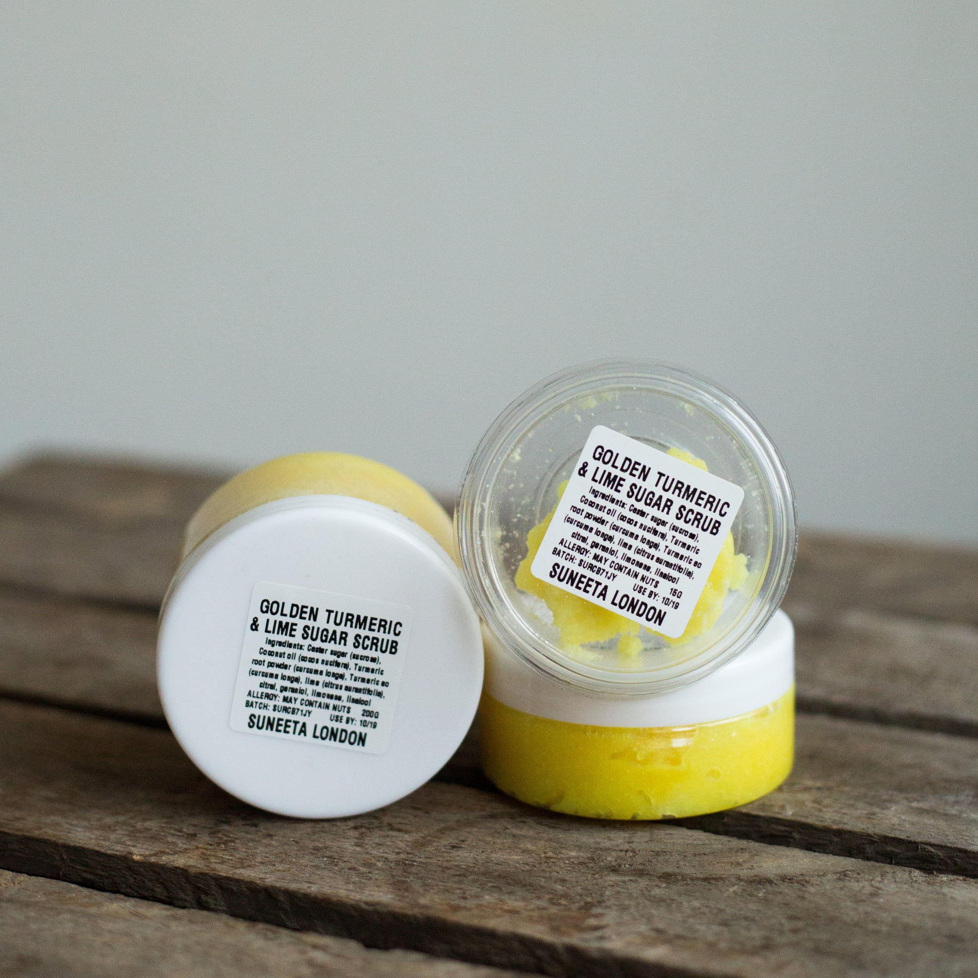 Golden Turmeric Lime Scrub in various sizes, by Suneeta London X Weigh and Pay