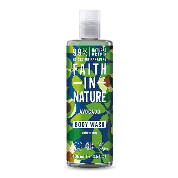 faith in nature body wash 400ml avocado