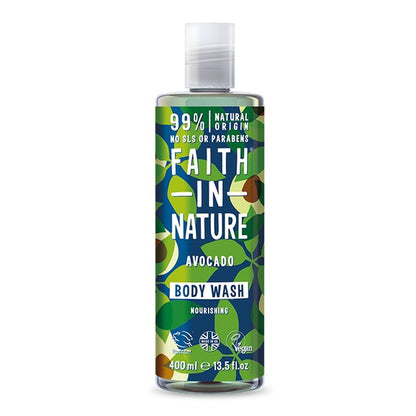 faith in nature body wash 400ml avocado