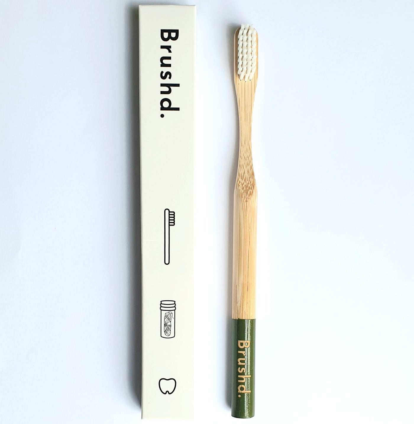 brushd bamboo toothbrush green handle white standard bristles