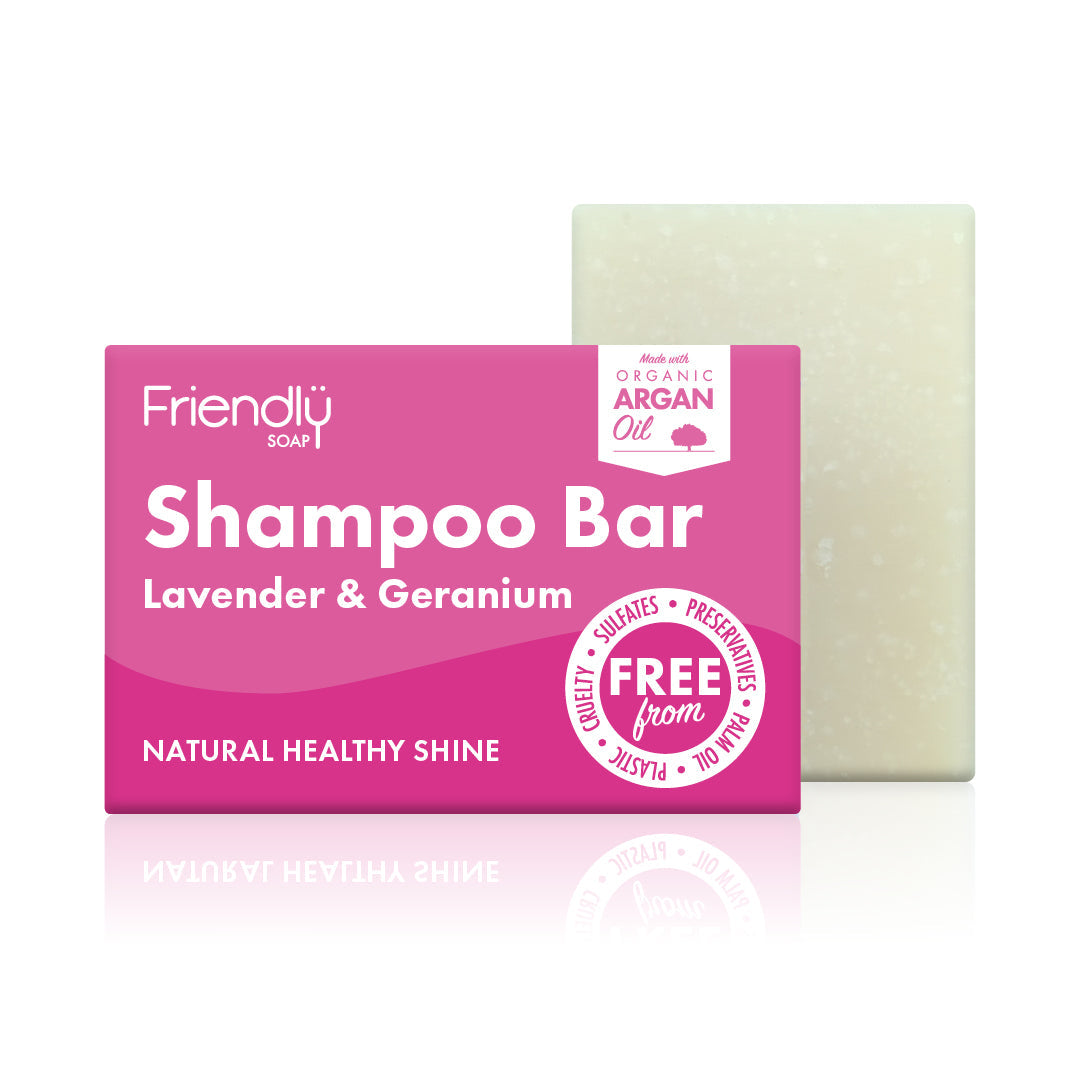 friendly soap shampoo bar, lavender geranium