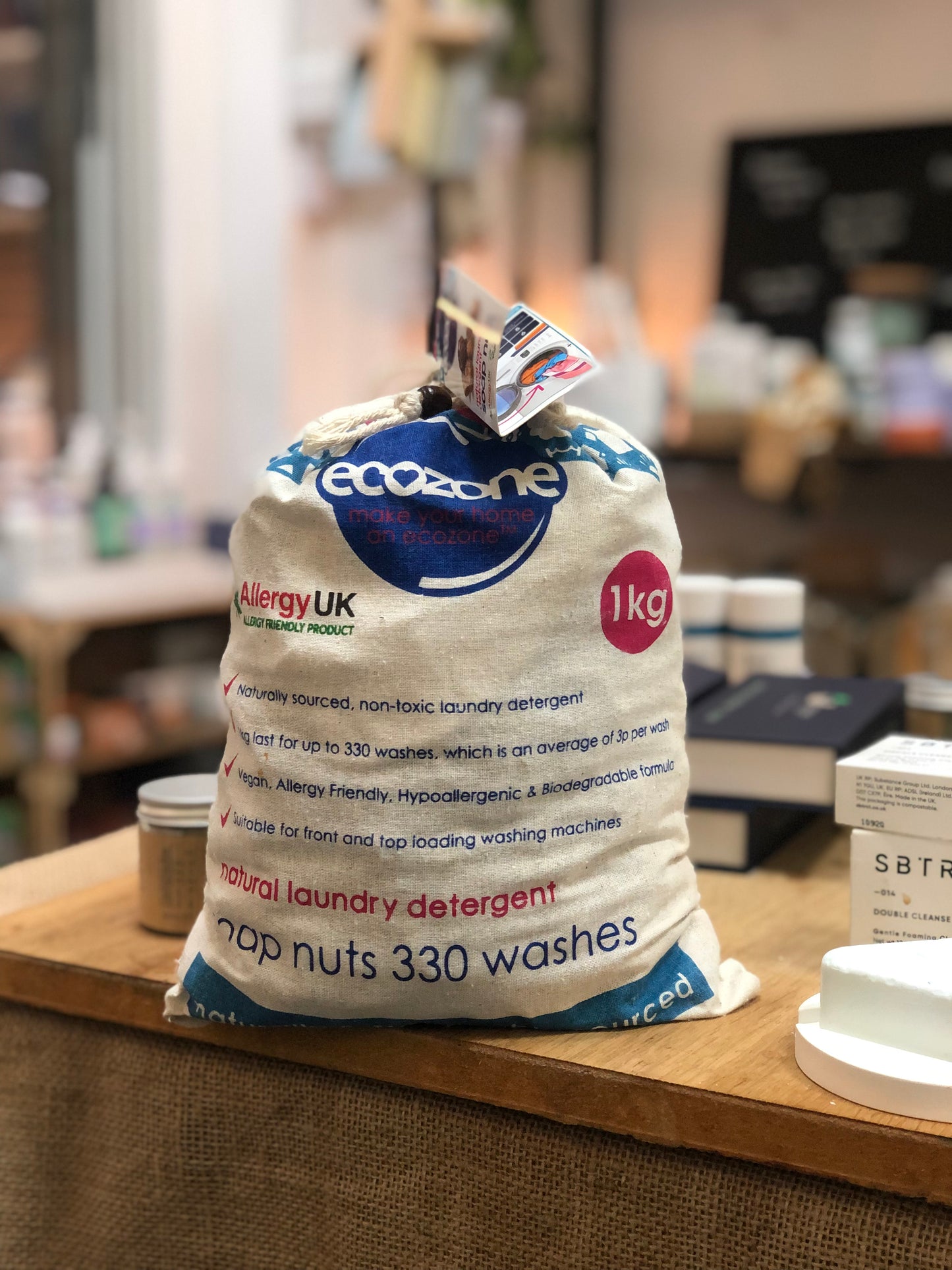 eco zone soap nuts, 1kg bag, in store at weigh and pay brixton