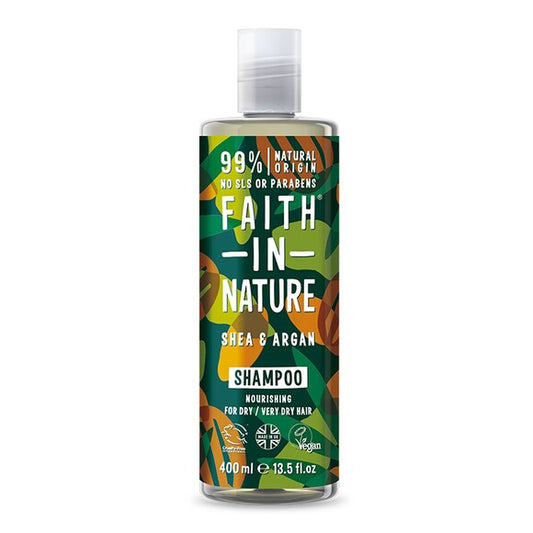 shea argan shampoo faith in nature 400ml, white background