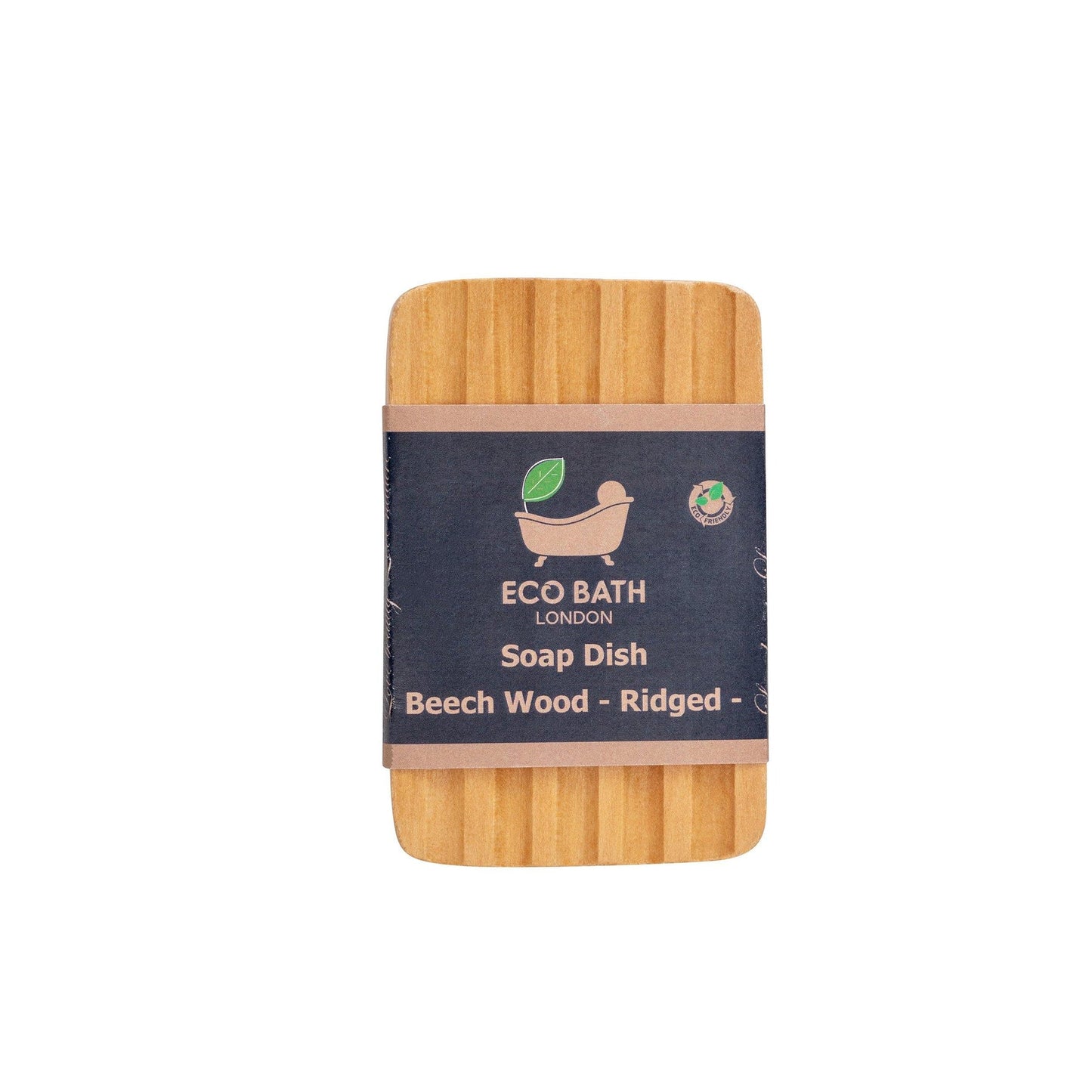 eco bath london soap dish beech wood ridged, white background